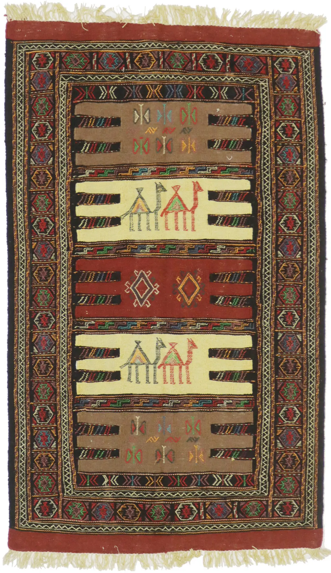 Khaki Tribal 3'4X5'7 Sumak Herati Persian Rug
