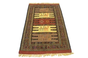 Khaki Tribal 3'4X5'7 Sumak Herati Persian original Rug