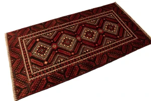 Red Vintage Tribal 3'3X6'5 Balouch Persian Oriental Rug