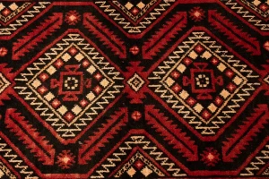Red Vintage Tribal 3'3X6'5 Balouch Persian Oriental Rug