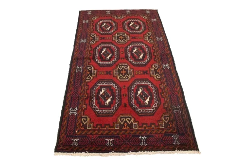 Vintage Red Tribal 3X6 Turkoman Balouch Persian Rug
