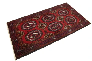 Vintage Red Tribal 3X6 Turkoman Balouch Persian Rug