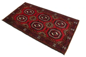 Vintage Red Tribal 3X6 Turkoman Balouch Persian Rug