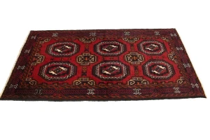 Vintage Red Tribal 3X6 Turkoman Balouch Persian Rug