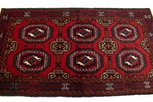 Vintage Red Tribal 3X6 Turkoman Balouch Persian Rug