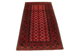 Cherry Red Tribal 3X6 Balouch Persian Rug