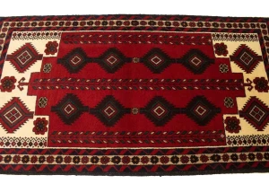 Vintage Red Tribal 3X6 Balouch Persian Rug
