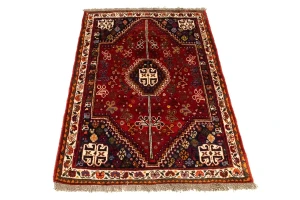 Red Tribal 3'5X5 Shiraz Persian Rug