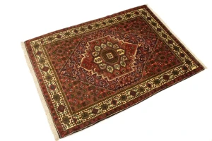 Vintage Scarlet Red Floral 3X5 Bidjar Persian Rug
