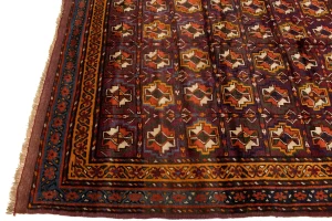 Vintage Burgundy Tribal 5X9 Kazak Bokhara Persian Rug
