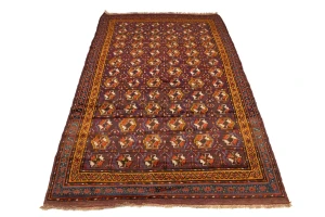 Vintage Burgundy Tribal 5X9 Kazak Bokhara Persian Rug