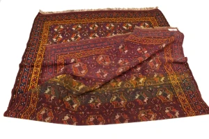 Vintage Burgundy Tribal 5X9 Kazak Bokhara Persian Rug