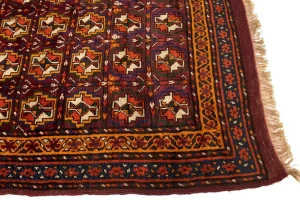 Vintage Burgundy Tribal 5X9 Kazak Bokhara Persian Rug