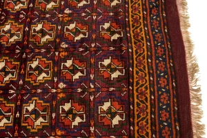 Vintage Burgundy Tribal 5X9 Kazak Bokhara Persian Rug