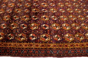 Vintage Burgundy Tribal 5X9 Kazak Bokhara Persian Rug