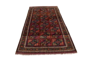 Vintage Brown Violet Tribal 4X8 Ghoochan Persian Rug