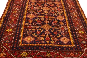 Semi Antique Red Tribal 4X7 Shirvan Persian Rug