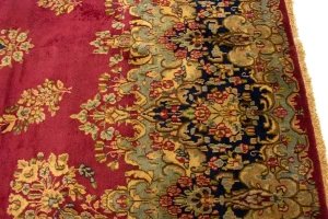 Antique Fuchsia Red Floral Classic 10X13 Kerman Persian Rug