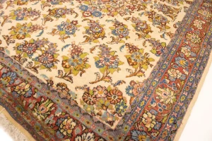 Vintage Cream Floral 3'6X5'4 Sarouk Persian Rug