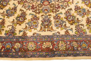 Vintage Cream Floral 3'6X5'4 Sarouk Persian Rug