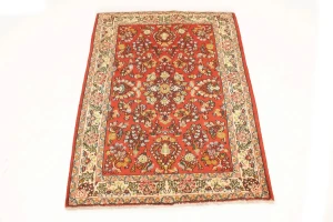 Vintage Red Floral 3'4X4'9 Shahrbaft Persian Rug