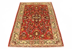 Vintage Red Floral 3'4X4'9 Shahrbaft Persian Rug