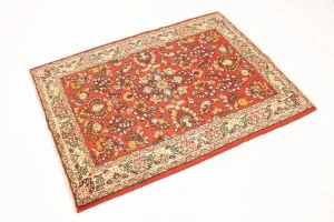 Vintage Red Floral 3'4X4'9 Shahrbaft Persian Rug