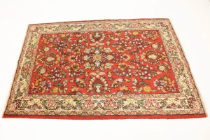 Vintage Red Floral 3'4X4'9 Shahrbaft Persian Rug