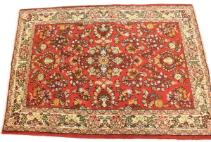Vintage Red Floral 3'4X4'9 Shahrbaft Persian Rug