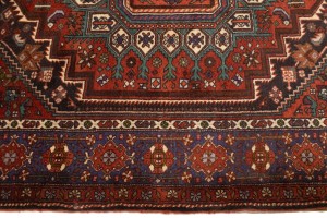 Vintage Geometric Scarlet Red 4X5 Bidjar Persian Rug