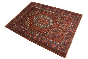 Vintage Geometric Scarlet Red 4X5 Bidjar Persian Rug
