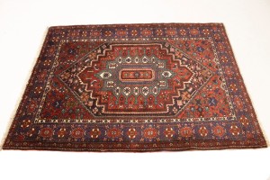 Vintage Geometric Scarlet Red 4X5 Bidjar Persian Rug