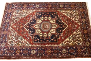 Vintage Geometric Cream 3X5 Bidjar Persian Rug