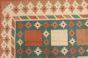 Multicolored Geometric Dhurrie 7'5X9'4 Indian Oriental Rug