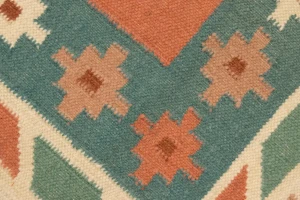 Multicolored Geometric Dhurrie 7'5X9'4 Indian Oriental Rug