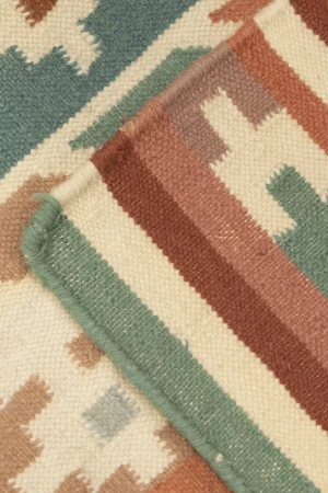 Multicolored Geometric Dhurrie 7'5X9'4 Indian Oriental Rug