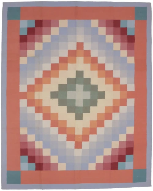 Multicolored Geometric Dhurrie 8X10 Indian Oriental Rug