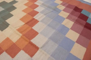 Multicolored Geometric Dhurrie 8X10 Indian Oriental Rug