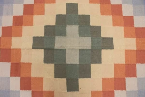 Multicolored Geometric Dhurrie 8X10 Indian Oriental Rug