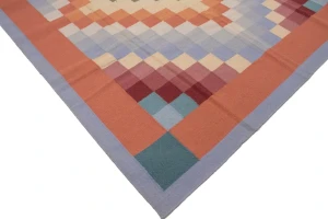 Multicolored Geometric Dhurrie 8X10 Indian Oriental Rug