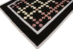 Black Geometric Dhurrie 6X9 Indian Oriental Rug