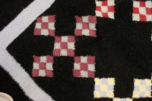 Black Geometric Dhurrie 6X9 Indian Oriental Rug