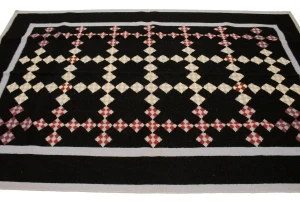 Black Geometric Dhurrie 6X9 Indian Oriental Rug