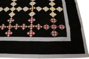 Black Geometric Dhurrie 6X9 Indian Oriental Rug