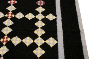 Black Geometric Dhurrie 6X9 Indian Oriental Rug