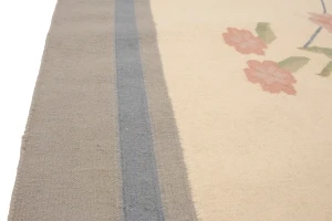 Cream Floral Dhurrie 9X12 Indian Oriental Rug