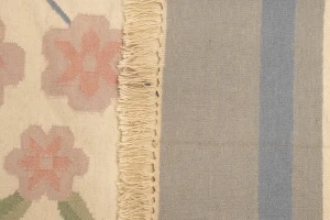 Cream Floral Dhurrie 9X12 Indian Oriental Rug