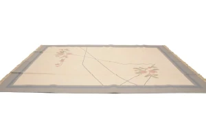 Cream Floral Dhurrie 9X12 Indian Oriental Rug