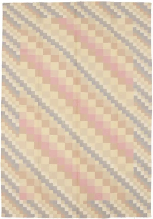 Multicolored Geometric Dhurrie 5'8X8'4 Indian Oriental Rug