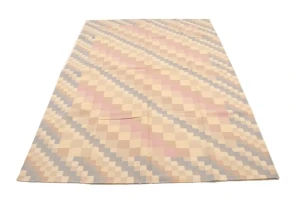 Multicolored Geometric Dhurrie 5'8X8'4 Indian Oriental Rug